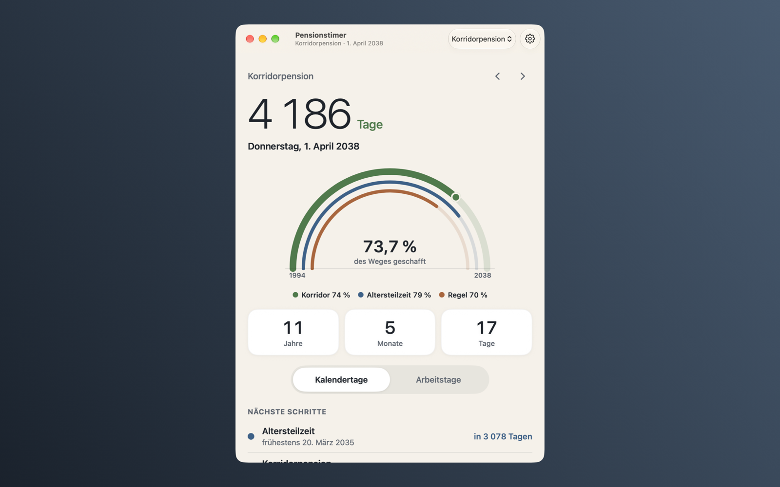 Countdown bis zur Pension