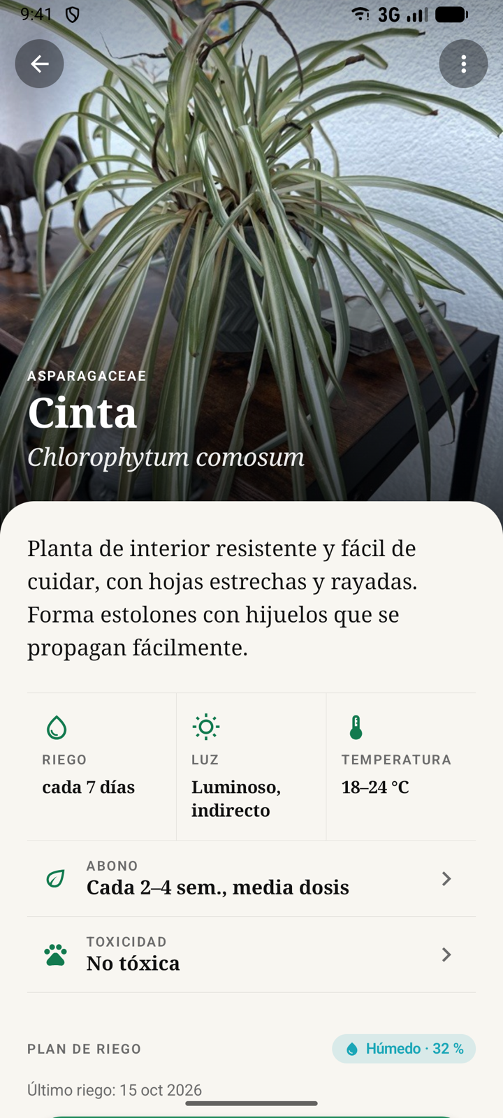 Página de la planta con foto de portada