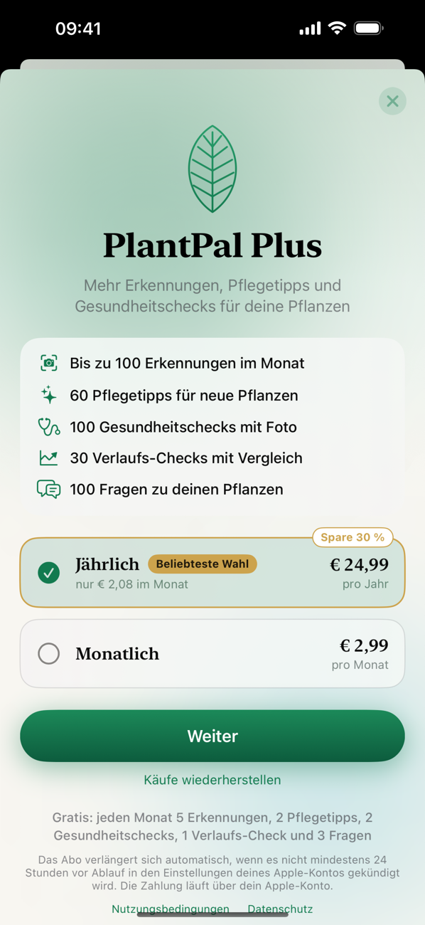 PlantPal Plus: Gratis starten, bei Bedarf mehr