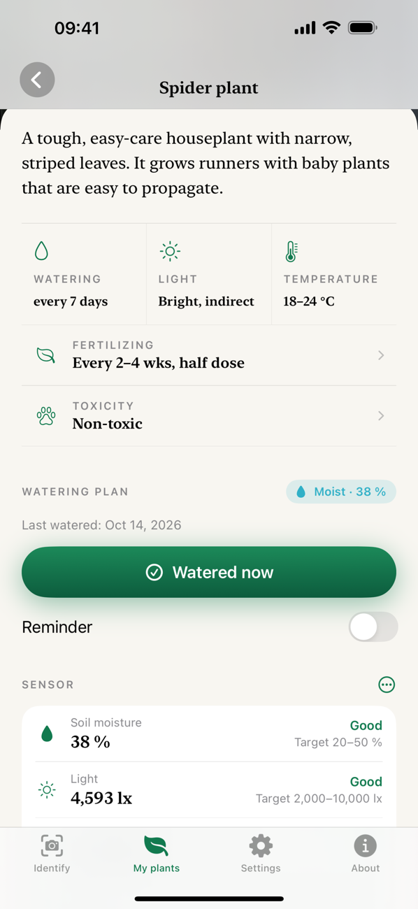 Care and watering plan