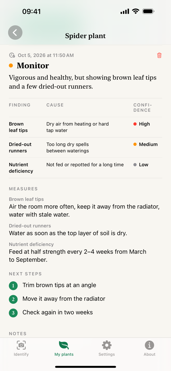 Health check as a table