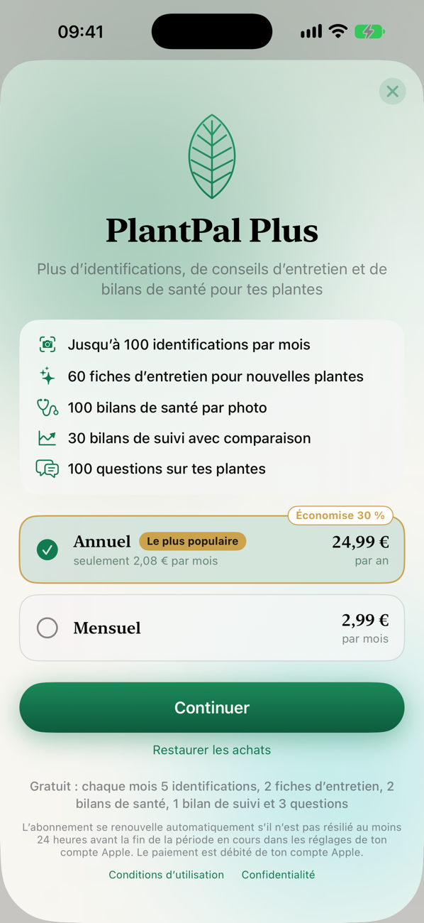 PlantPal Plus : commence gratuitement, plus si besoin