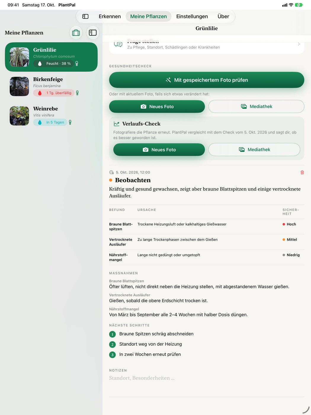 Gesundheitscheck neben der Sammlung