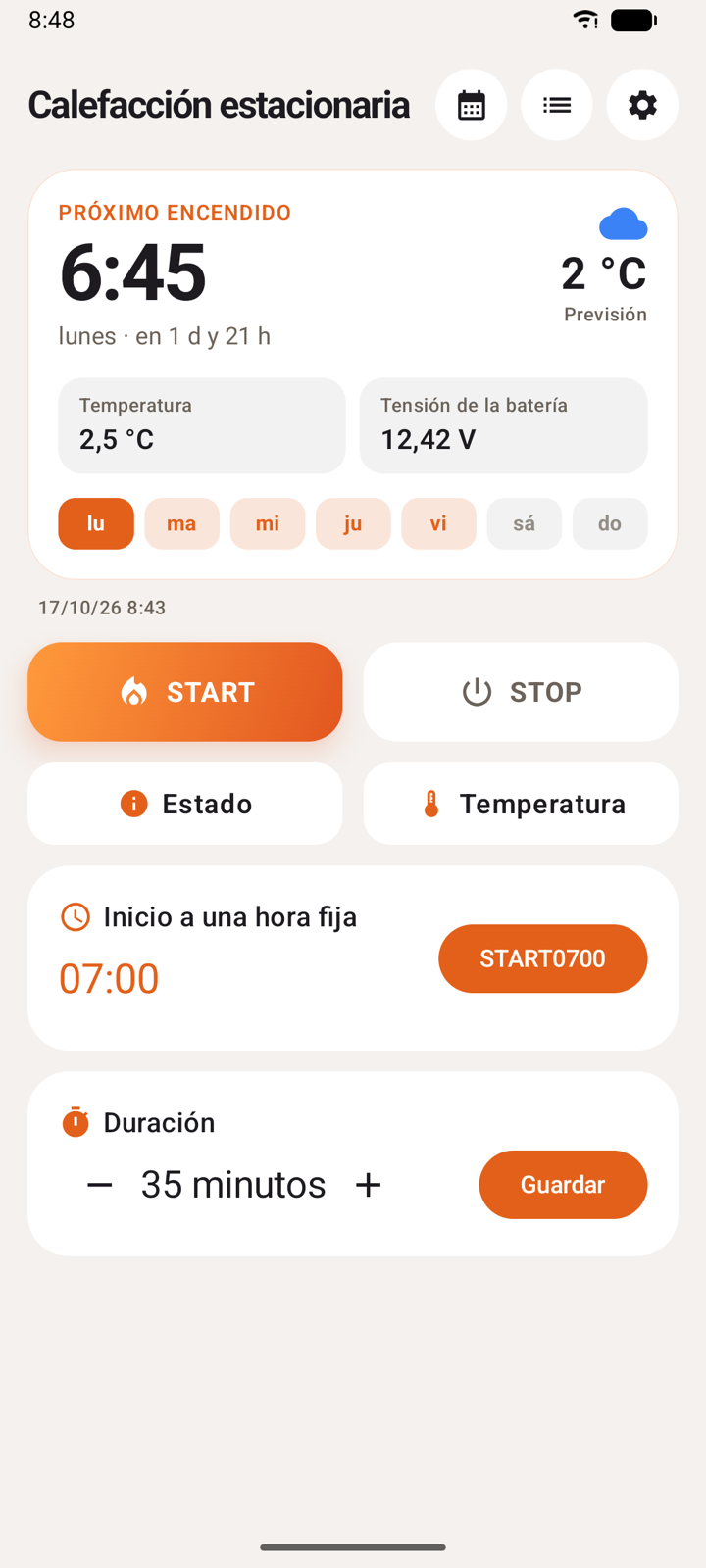 Próximo encendido