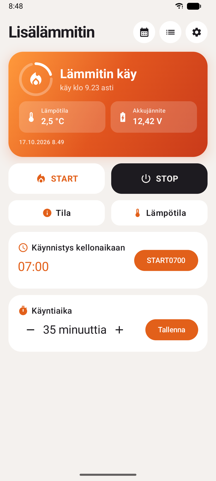 Tila ja komennot