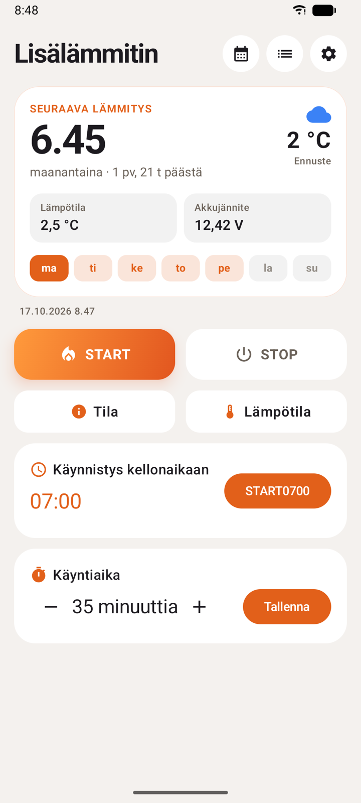 Seuraava lämmitys