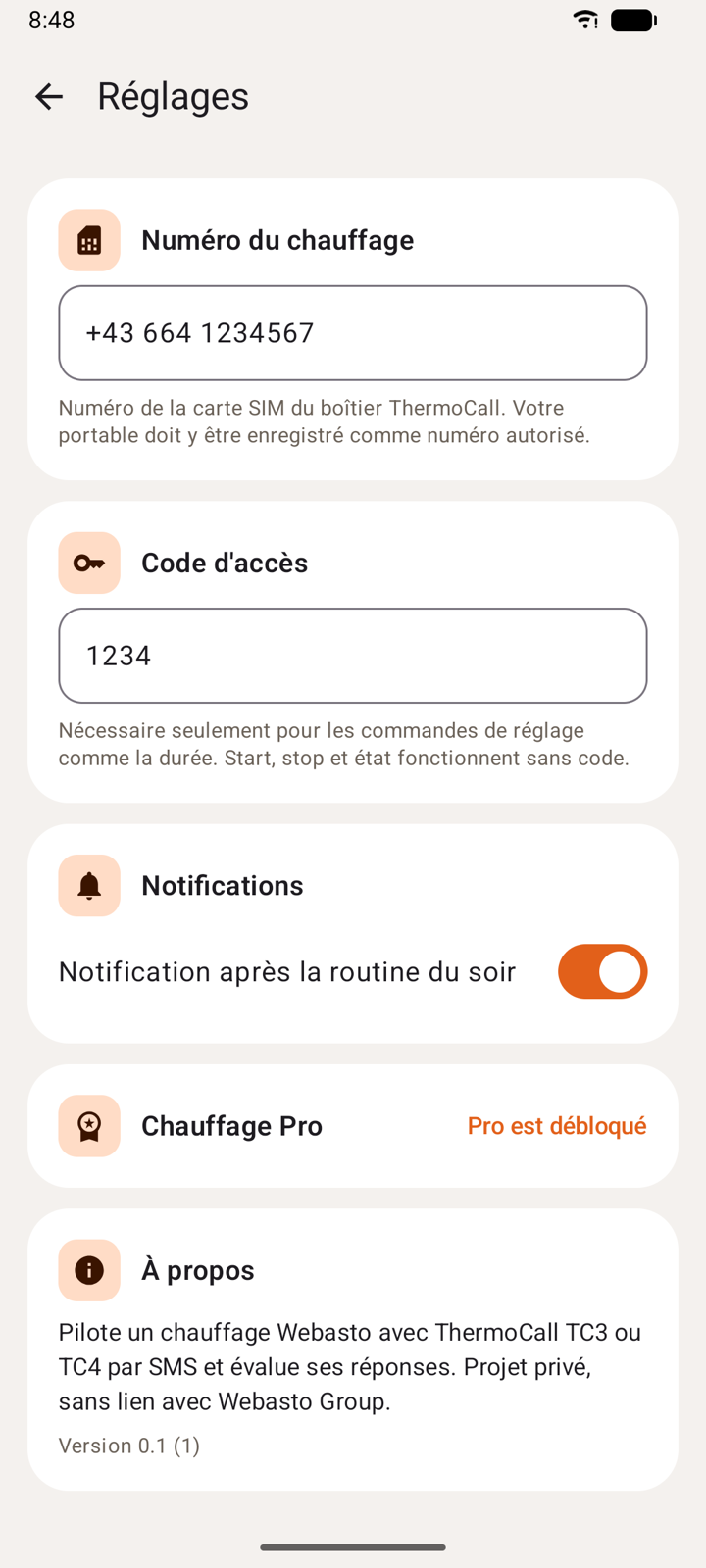 Réglages