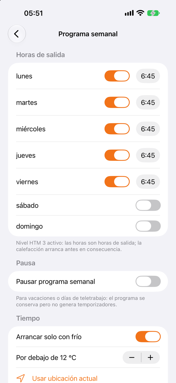 Programación semanal