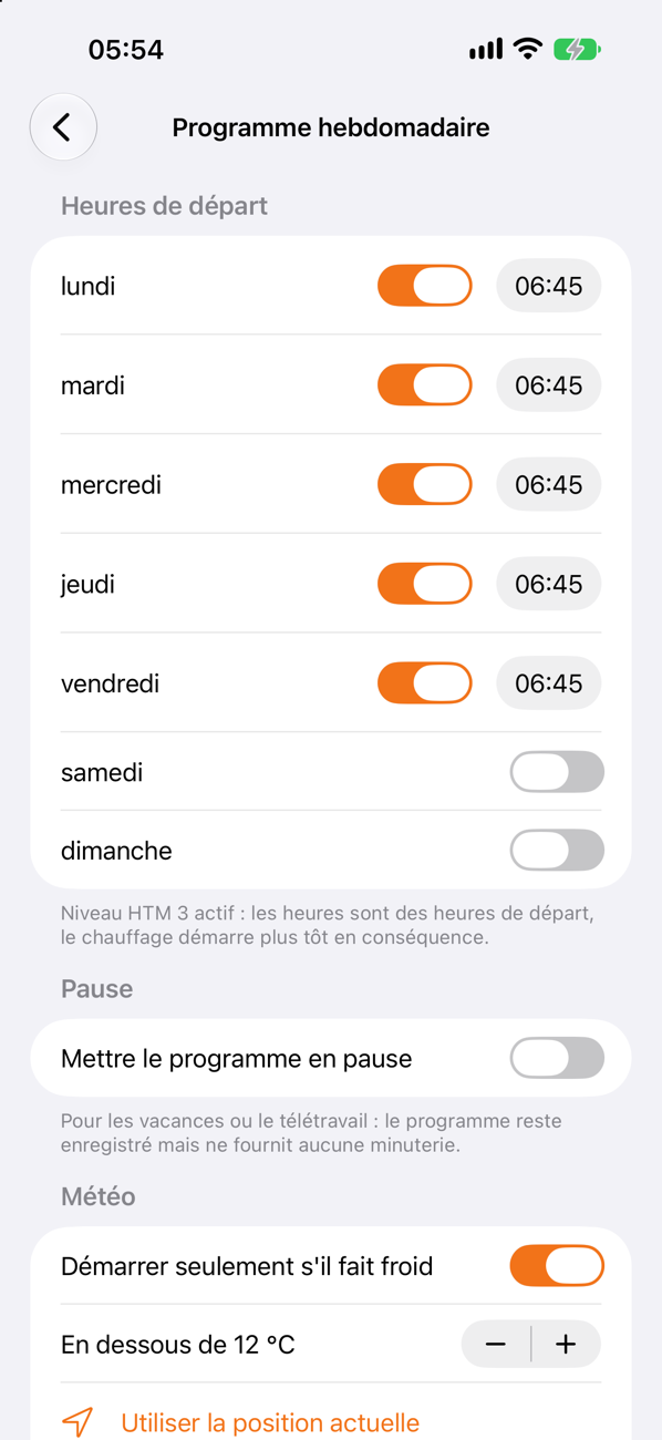 Programme hebdomadaire