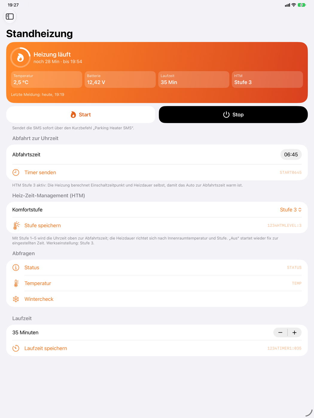 Start & Status