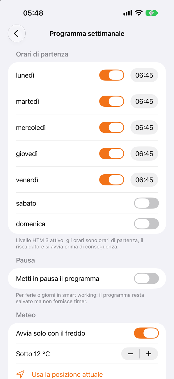 Programma settimanale