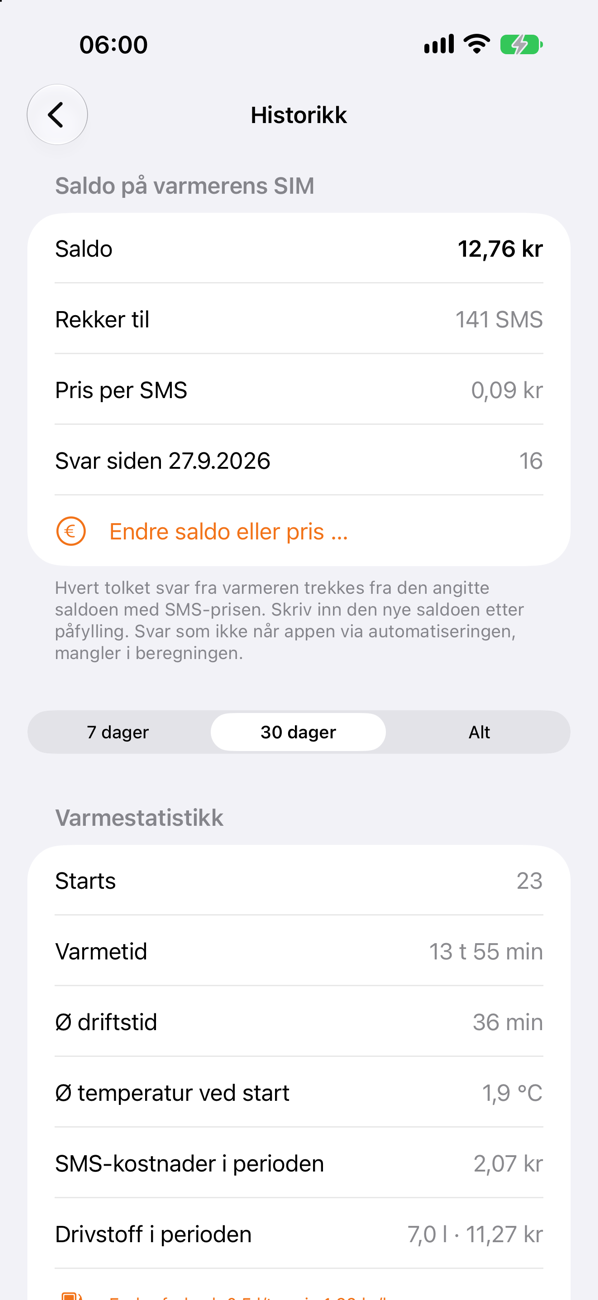 Saldo og statistikk